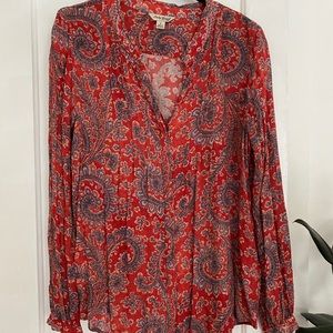 Lucky Brand Long Sleeve Paisley Blouse